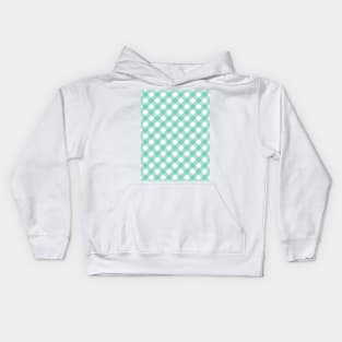 Mint Green and White Check Gingham Plaid Kids Hoodie